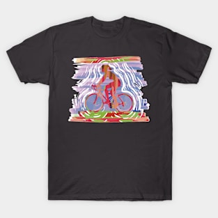 Vintage Sunset Mountain Biking Gift for Women T-Shirt